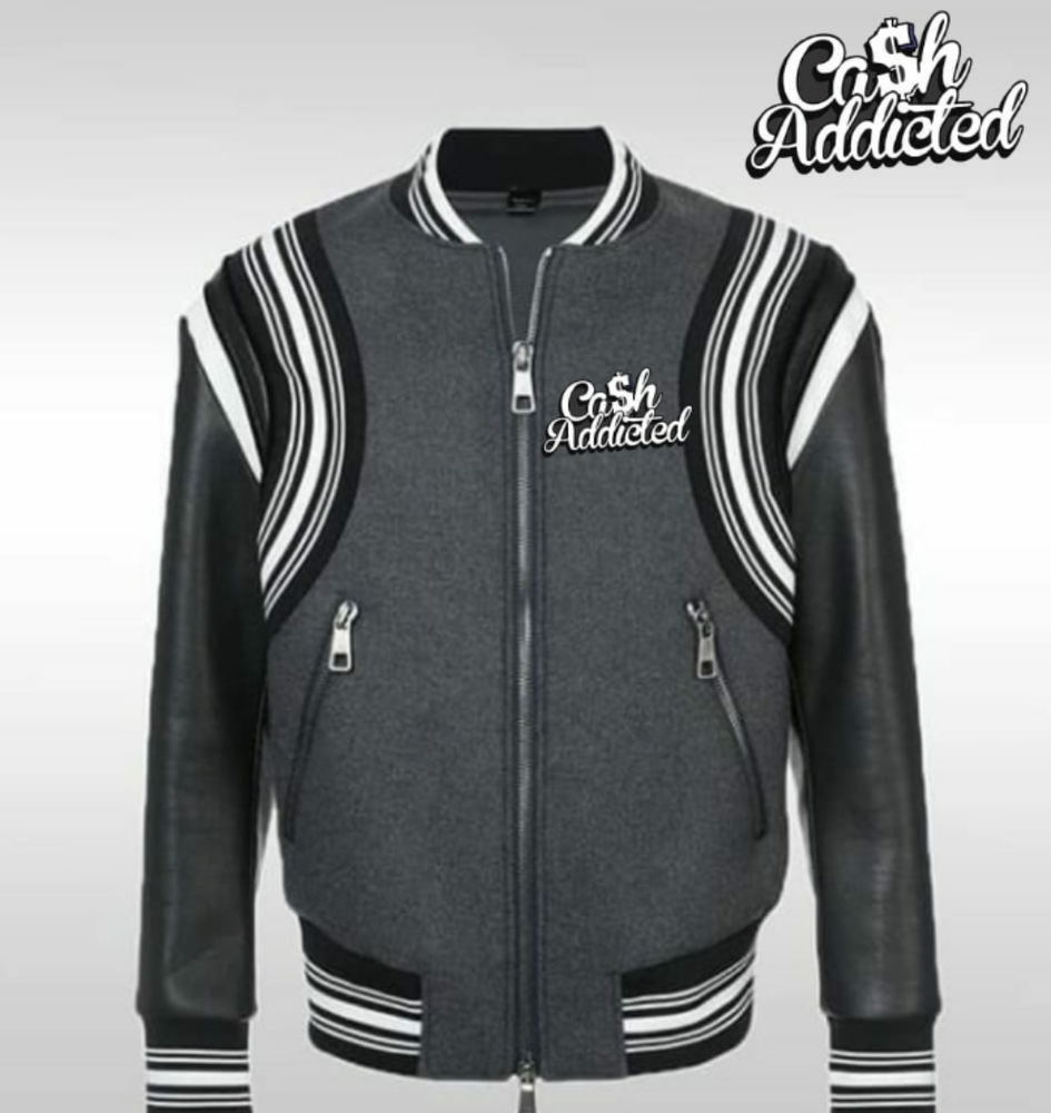 DARK GREY VARSITY JACKET